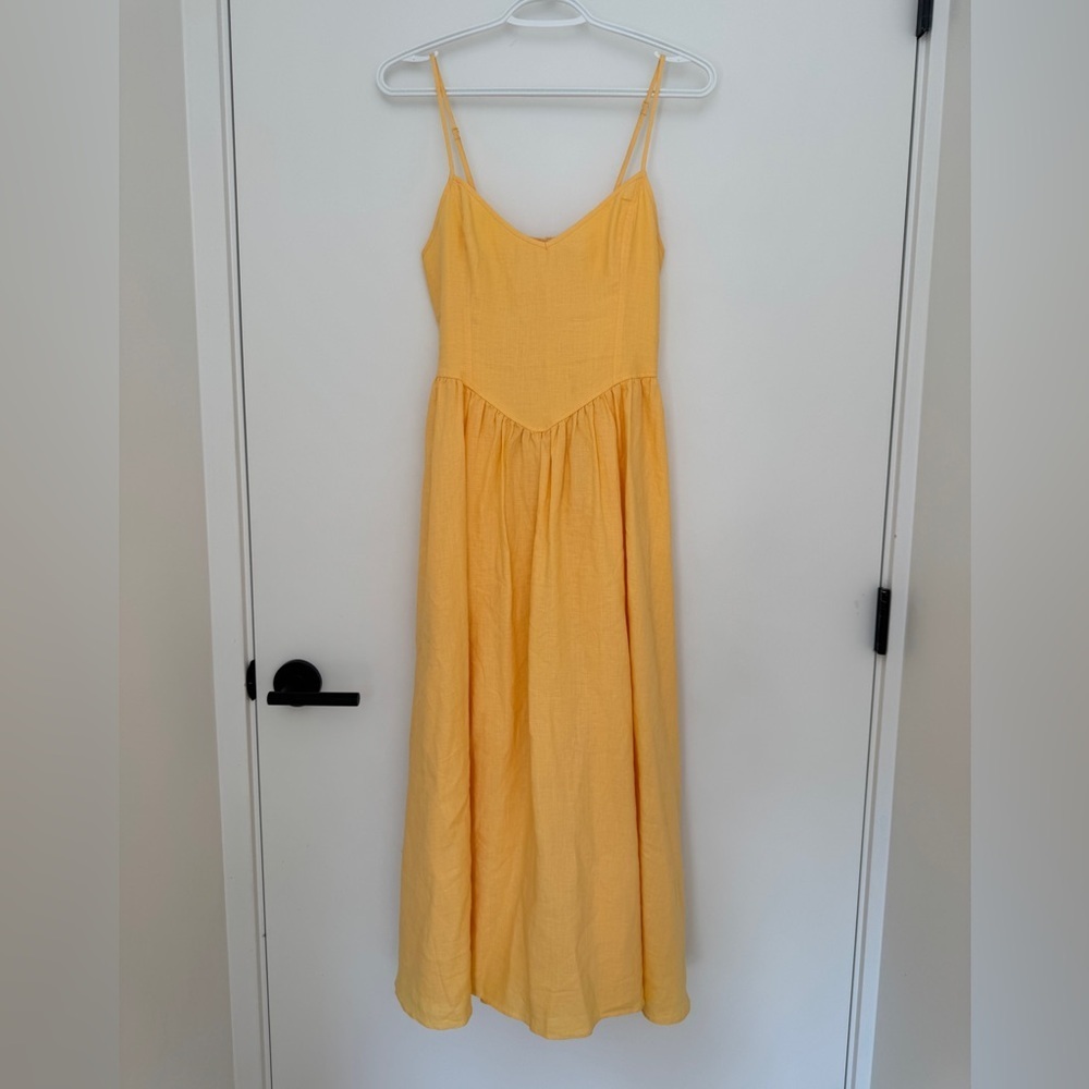 Wilfred Yellow Linen Maxi Dress